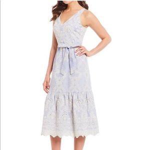Antonio Melani blue eyelet midi dress